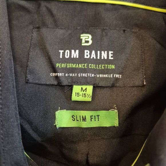 Tom Baine Men's Black Poly/Spandex Slim Fit Performance Stretch Button Down Shir - Picture 14 of 16